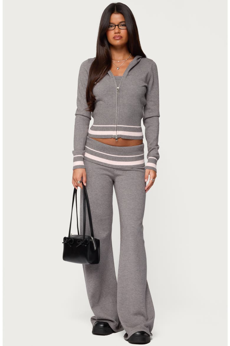 Kaliya Striped Foldover Pants, Alternate, color, GRAY-MELANGE