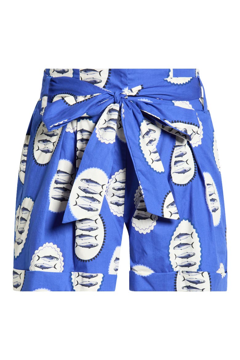 Maeve Belted Floral Zaferia Shorts, Alternate, color, NAVY-CRM-BLK