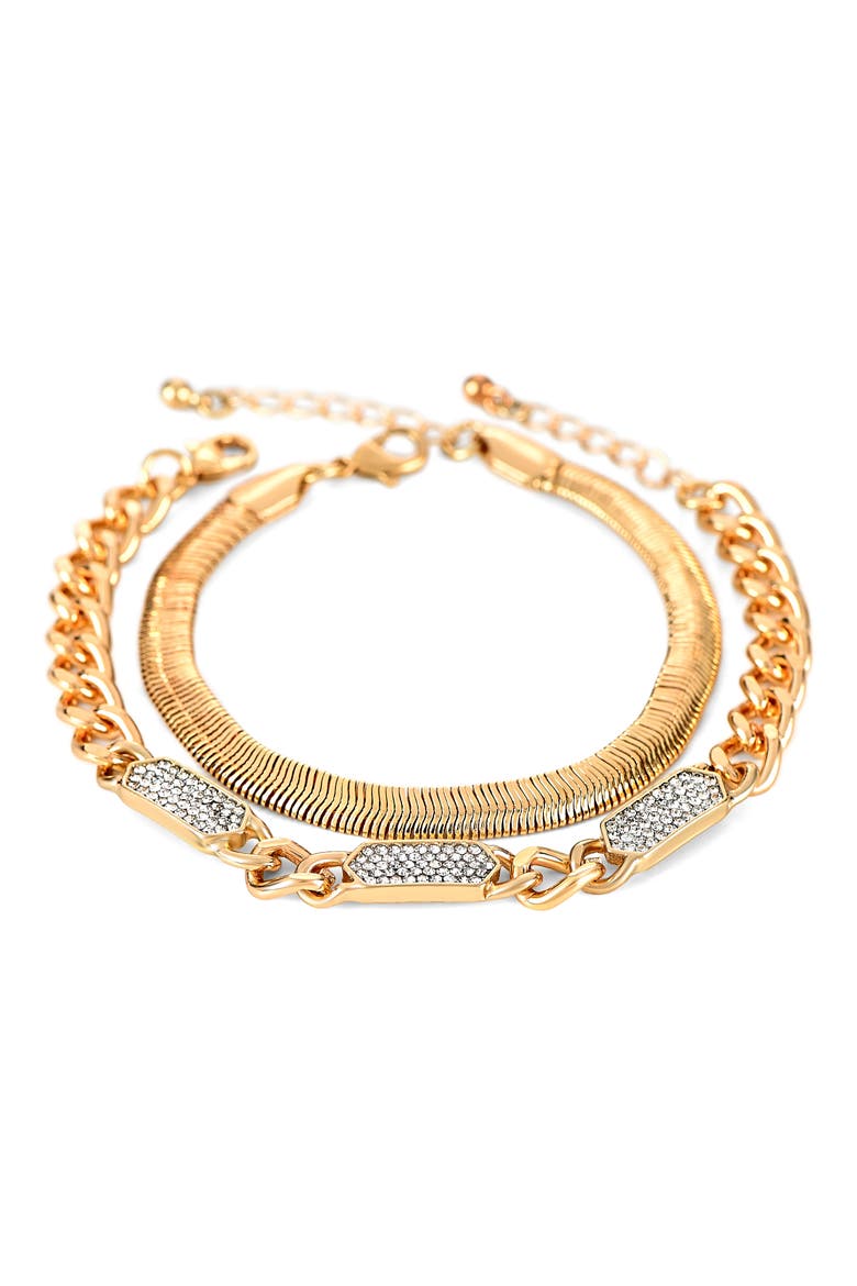 Crystal Chain Bracelets & Mother-of-Pearl Bracelet Watch, 30mm, Alternate, color, GOLD