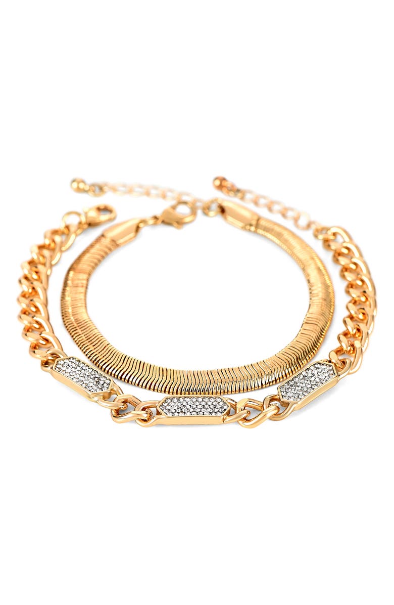 I TOUCH Crystal Chain Bracelets & Mother-of-Pearl Bracelet Watch, 30mm, Alternate, color, Gold