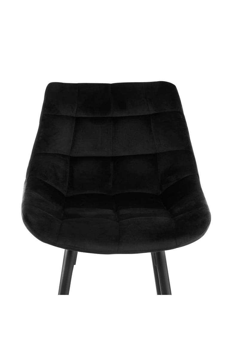 Elama 2 Piece Velvet Tufted Bar Chair with Metal Legs, Alternate, color, Black