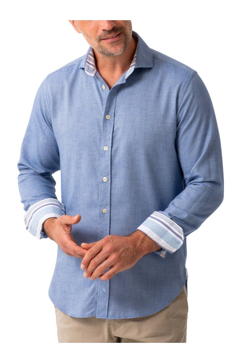 Long Sleeve Cotton Merino Wool Shirt, Main, color, Blue
