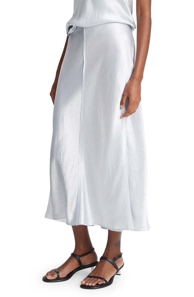 Vince Mixed Media Panelled Skirt, Alternate, color, Silverstone