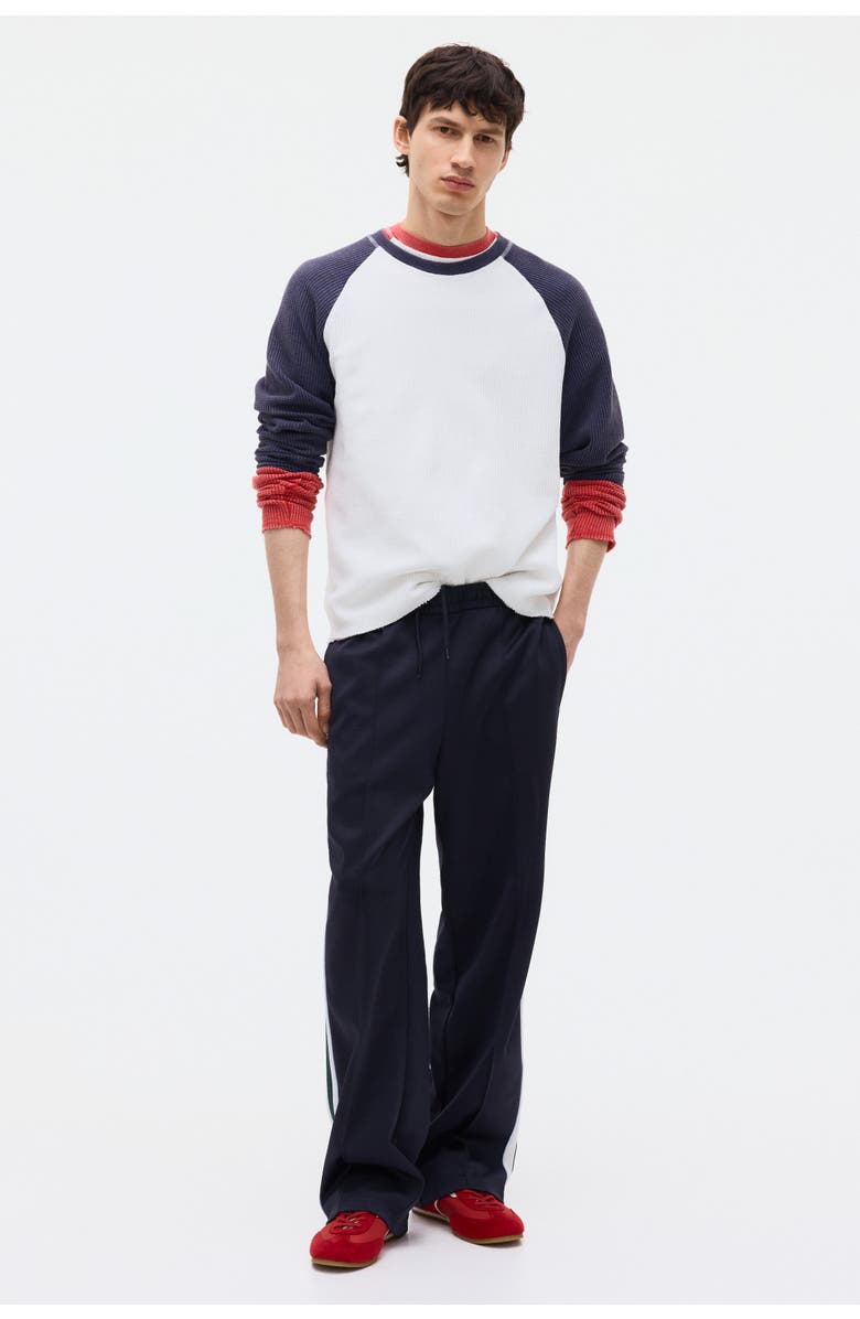 H&M Regular Fit Waffled Jersey Top, Alternate, color, Dark Blue/Color Block