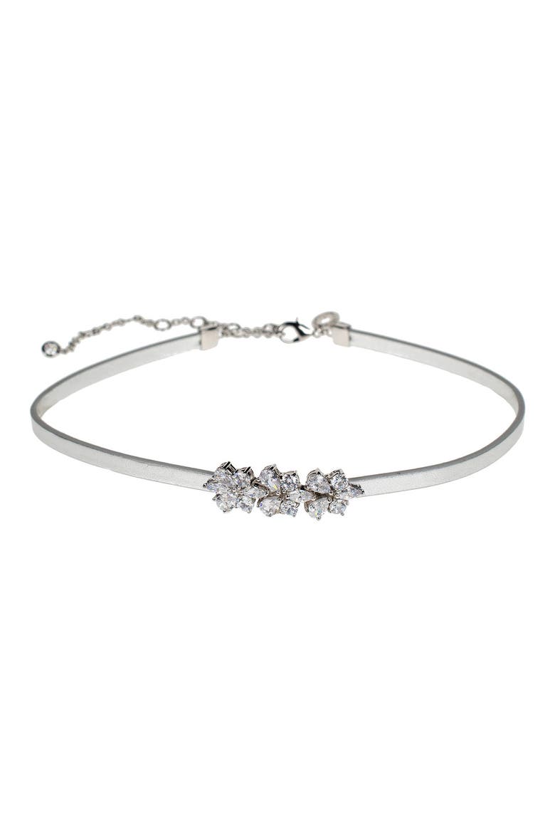 Marquise & Pear CZ Cluster Choker Necklace, Main, color, SILVER