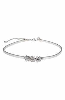 CZ by Kenneth Jay Lane Marquise & Pear CZ Cluster Choker Necklace