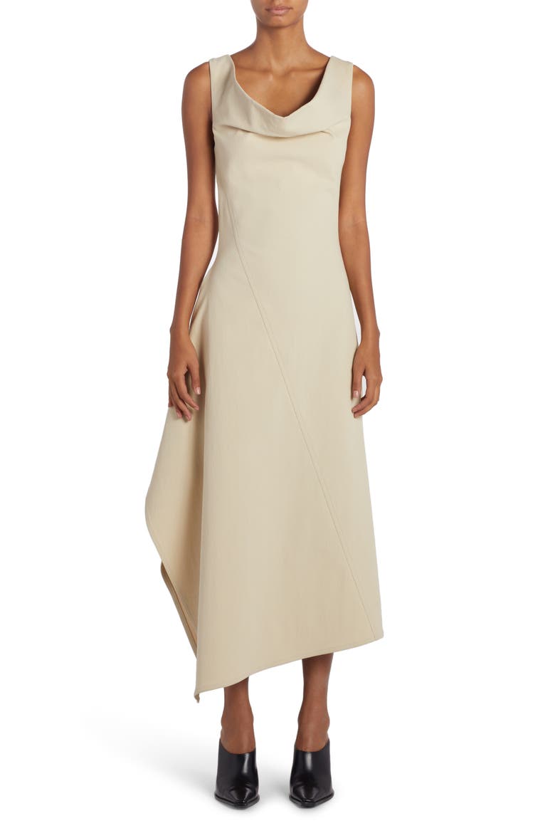 Stretch Cotton Blend Asymmetric Dress, Main, color, 9016 BIRCH