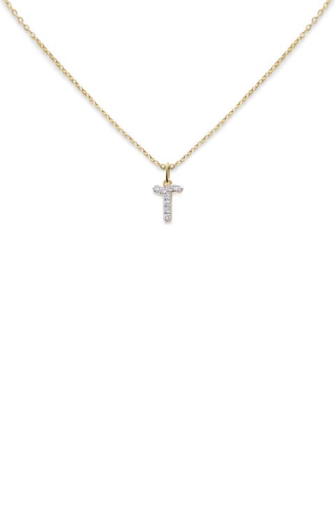 Lab Created Diamond Initial Pendant Necklace