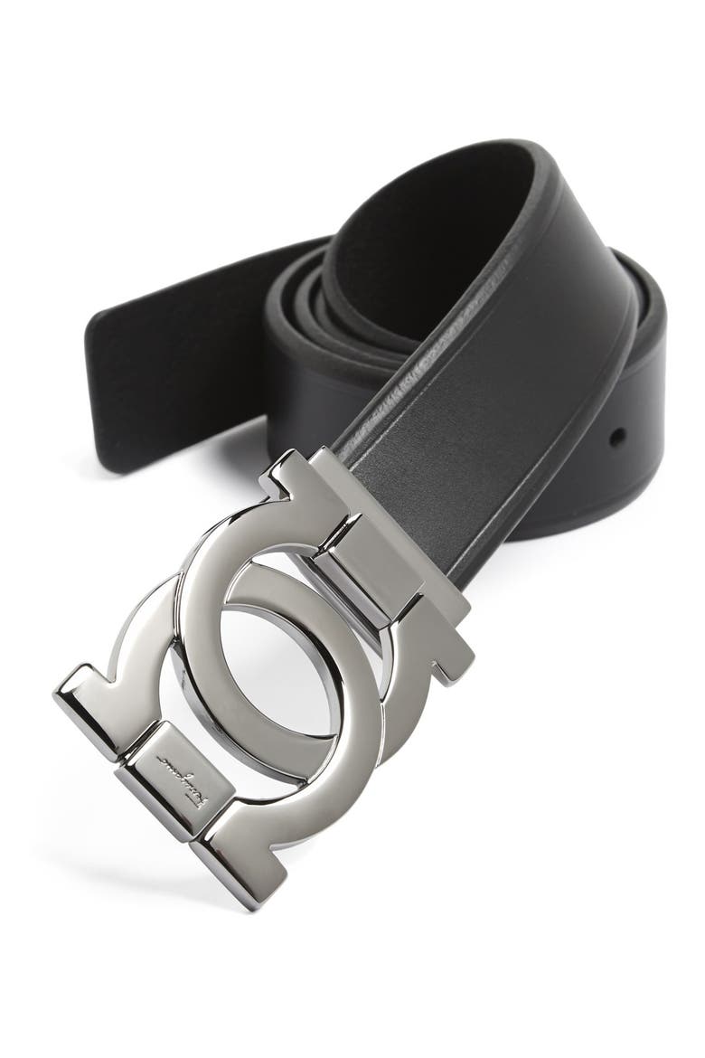 Salvatore Ferragamo Gancini Belt, Main, color, NERO