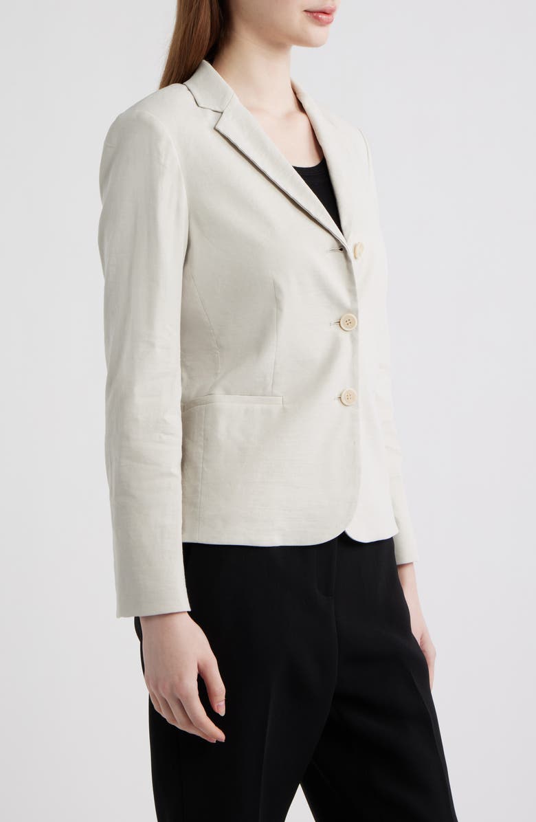 Theory Shrunken Linen Blend Jacket, Alternate, color, White Clay