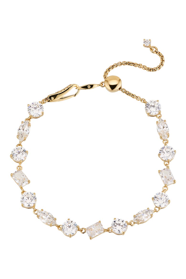 Large Cubic Zirconia Slider Bracelet, Main, color, GOLD