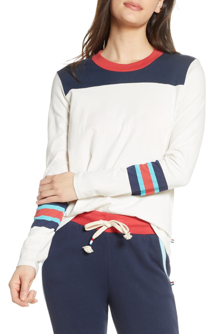 Colorblock Crewneck Pullover, Main, color, D WHITE
