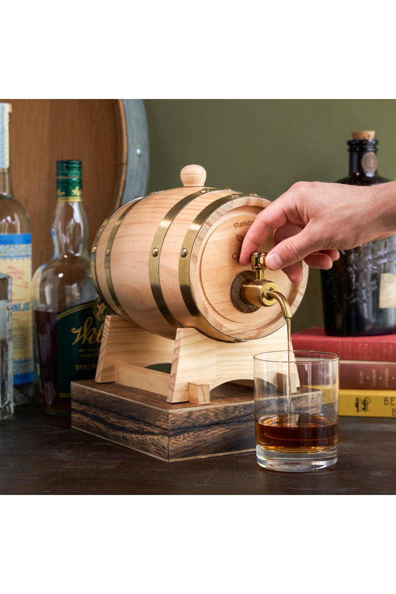 Whiskey Barrel Drink Dispenser, Alternate, color, Brown