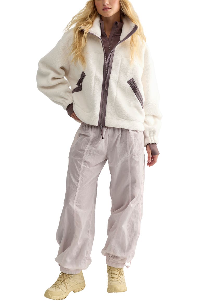 Hit the Slopes Stand Collar Fleece Jacket, Alternate, color, CREAM CLOUD