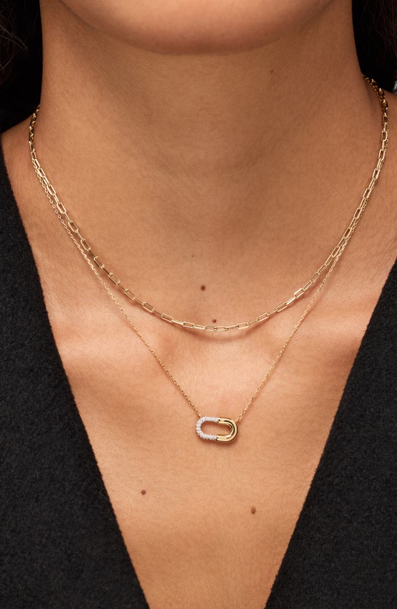 Ana Luisa Black Mini Micropavé Necklace, Alternate, color, Gold / Silver / Clear