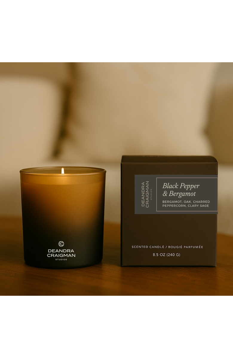 DeAndra Craigman Studios Black Pepper & Bergamot Candle & Playlist, Alternate, color, Brown