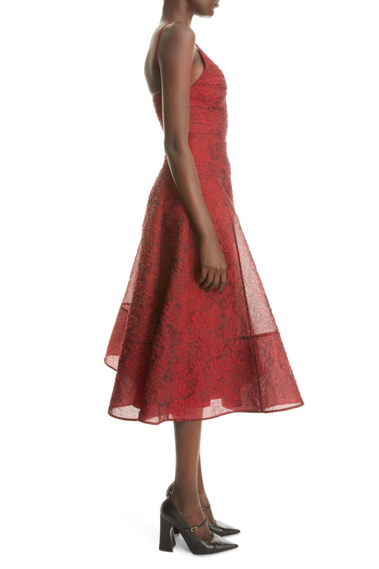 Doris Organza Fit & Flare Midi Dress, Alternate, color, RED