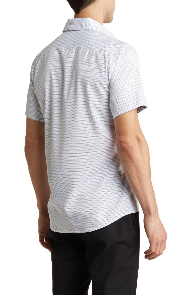 TOM BAINE Slim Fit Short Sleeve Performance Stretch Button-Up Shirt, Alternate, color, White