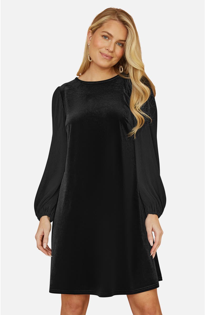 Yumi Velvet Tunic Dress, Alternate, color, Black