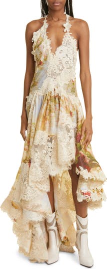 【Zimmermann】LUMINOSITY SPLICE LACE DRESS レース ミディ Zimmermann Luminosity Splice Lace Dress in Garden Scene | FWRD