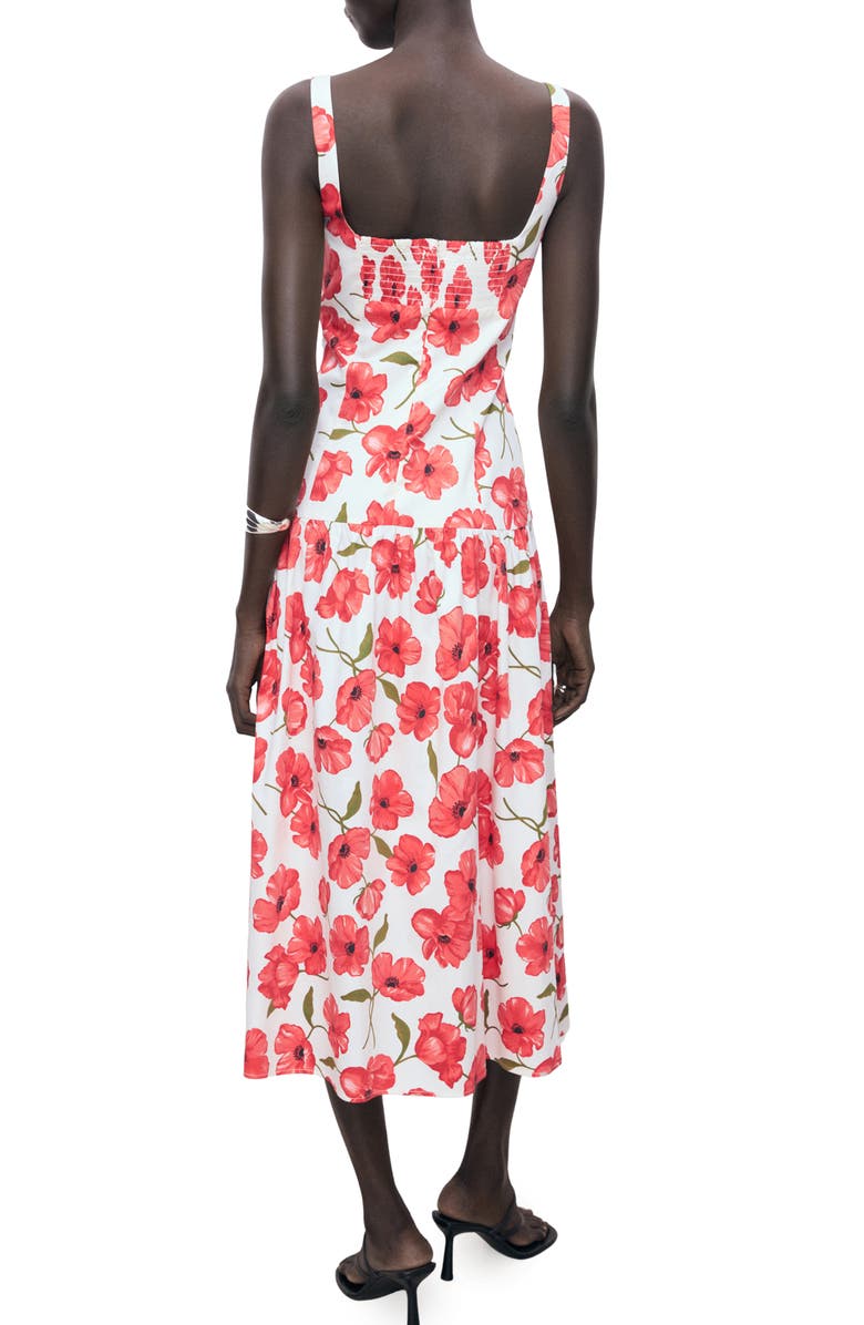 MANGO Print Sleeveless Flare Dress, Alternate, color, Off White