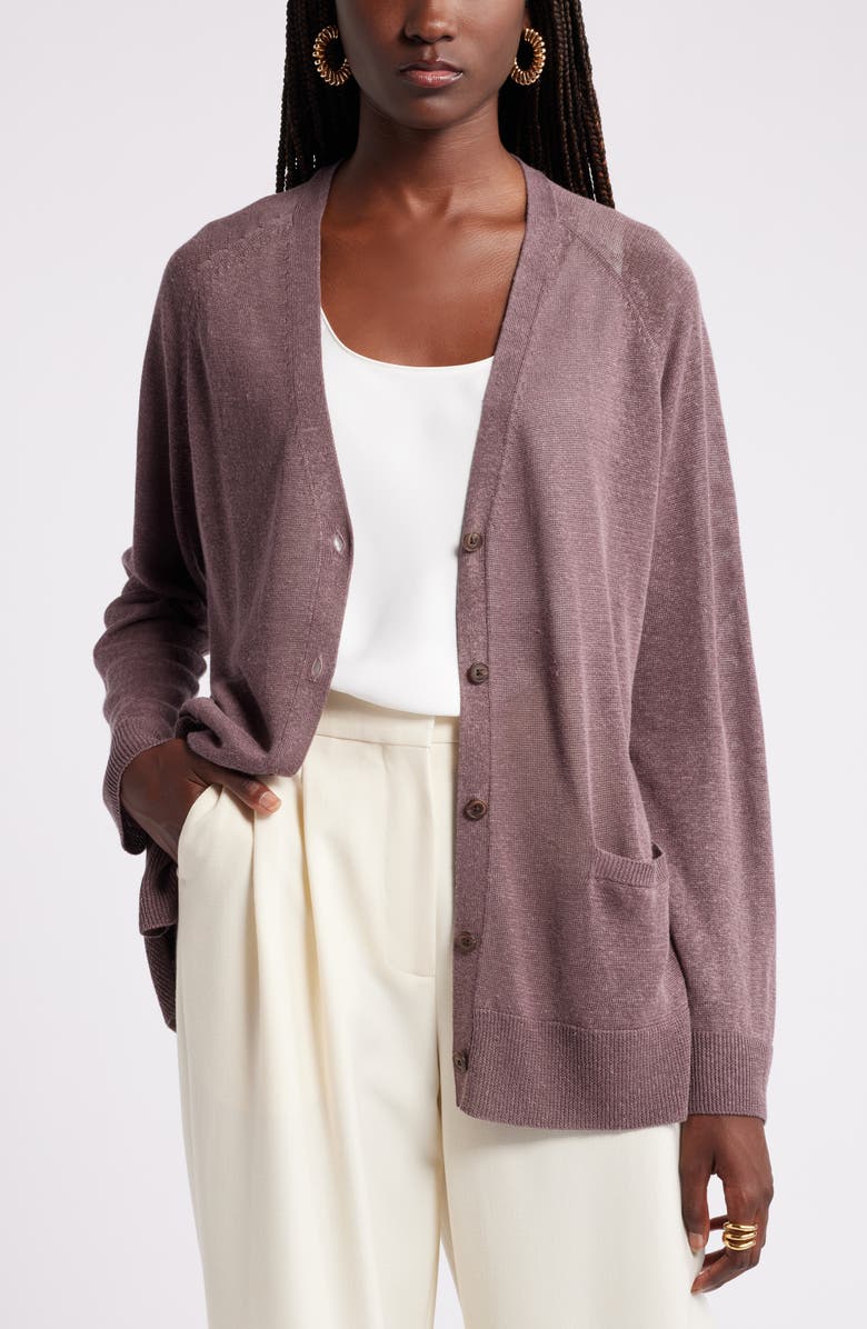 Nordstrom Linen Blend Cardigan, Alternate, color, 