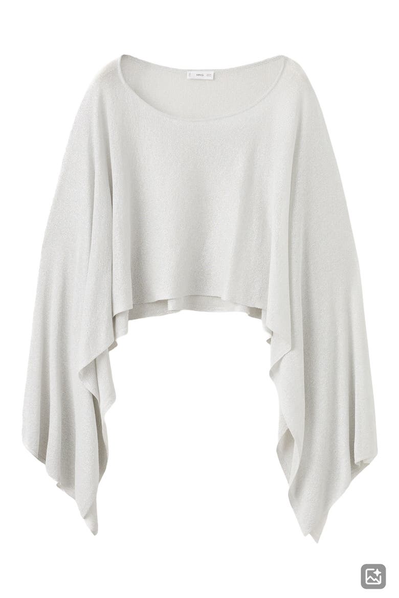 Lurex Knit Cape, Alternate, color, SILVER