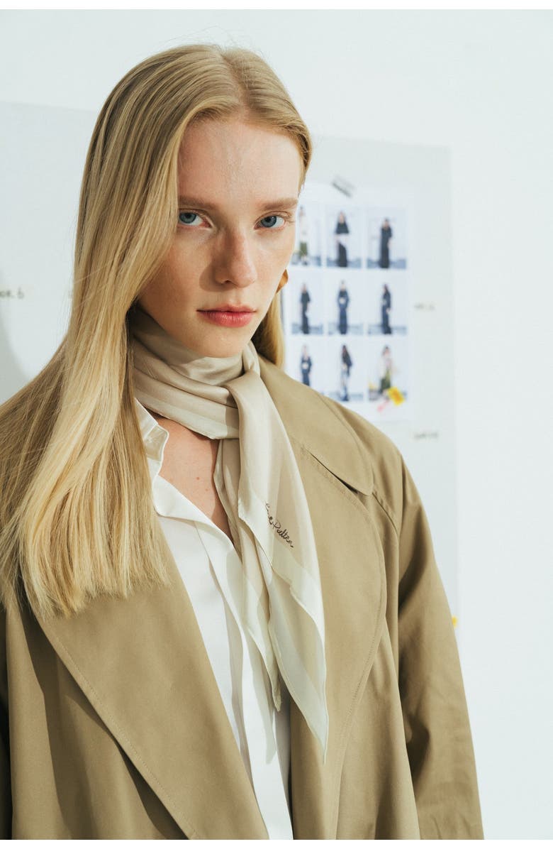 Lost Pattern "Satin" Silk Neck Scarf, Alternate, color, White