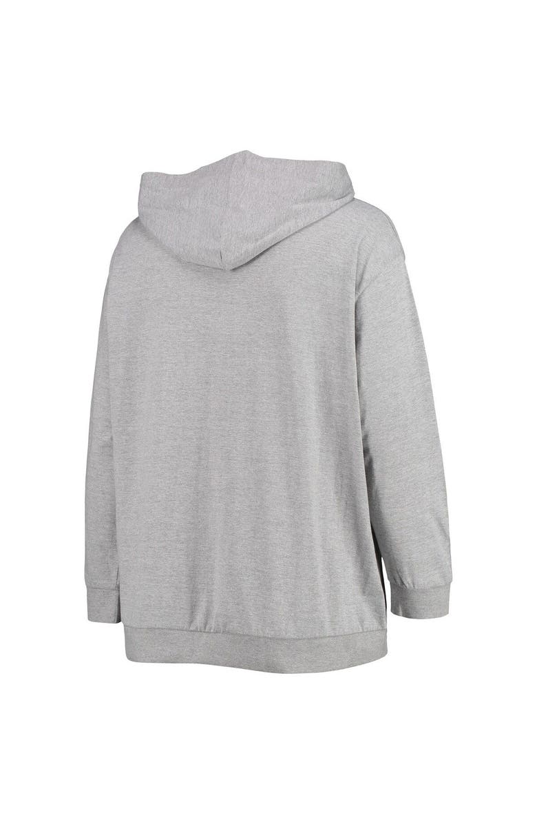 FANATICS Women's Fanatics Branded Heathered Gray New York Giants Plus Size Lace-Up Pullover Hoodie, Alternate, color,