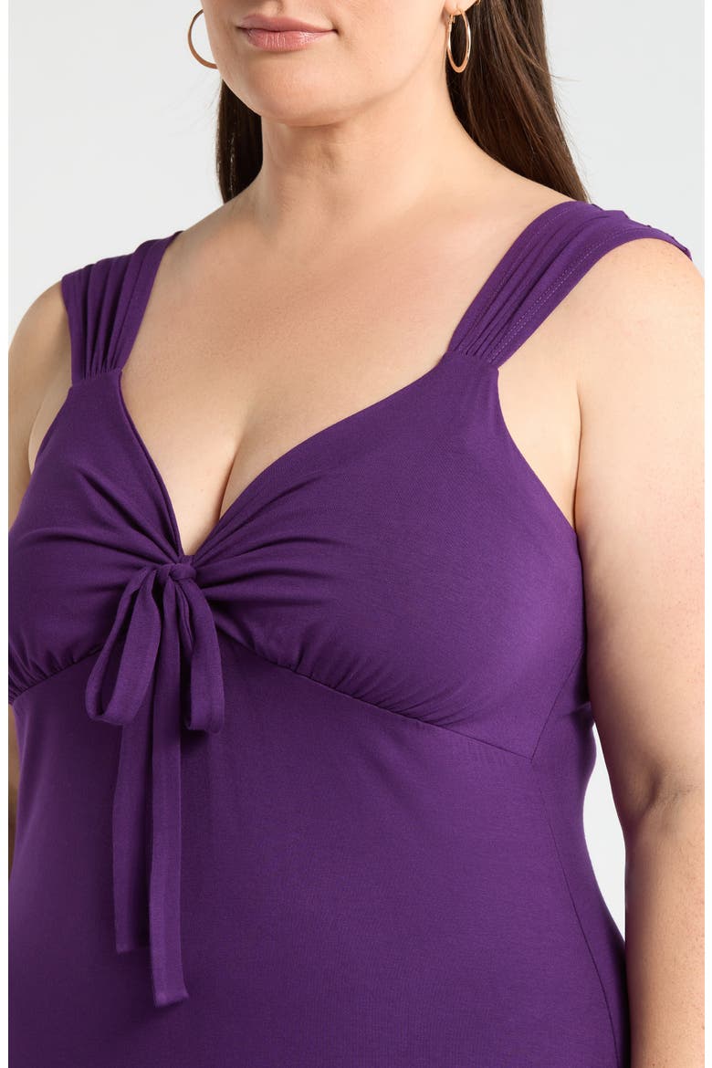 Tie Front Jersey Maxi Dress, Alternate, color, DARK PURPLE
