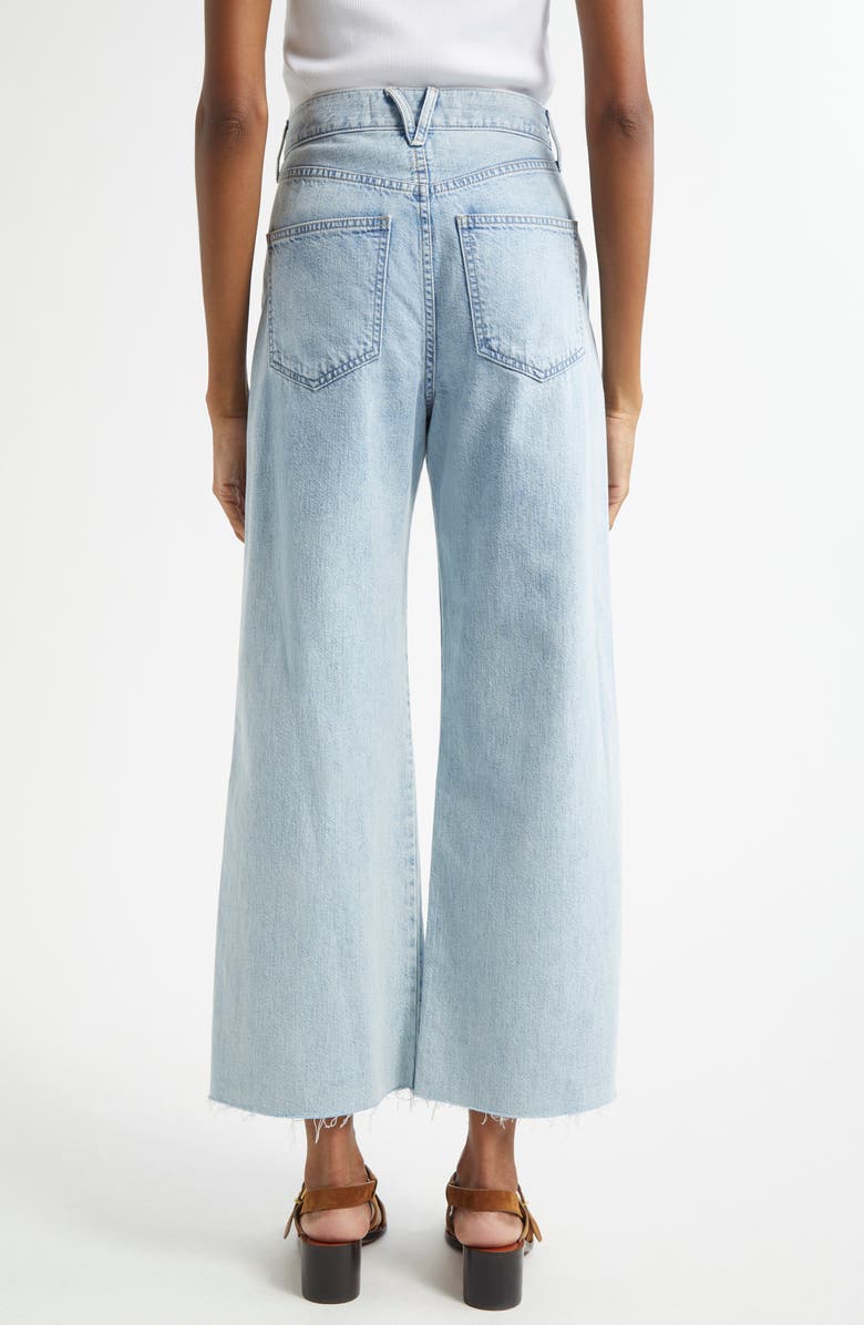Veronica Beard Taylor Raw Hem High Waist Ankle Wide Leg Jeans, Alternate, color, Pale Stone