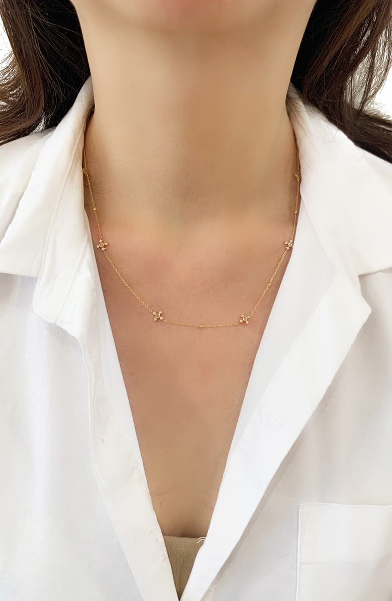 Sethi Couture Arya Diamond Cross Station Necklace, Alternate, color,