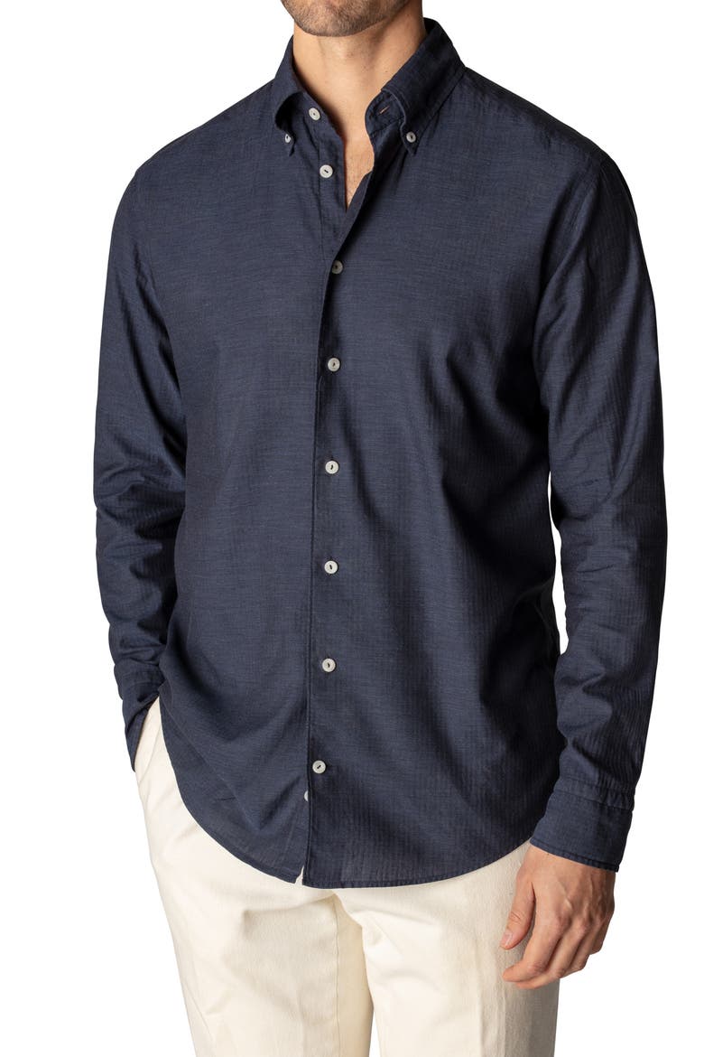 Soft Casual Slim Fit Flannel Button Down Shirt, Main, color, BLUE