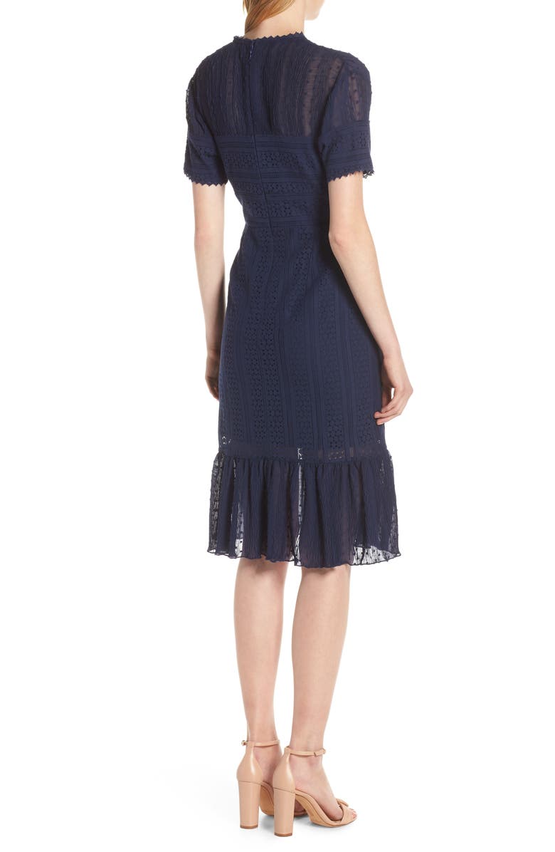 Chelsea28 Lace & Swiss Dot Dress, Alternate, color,