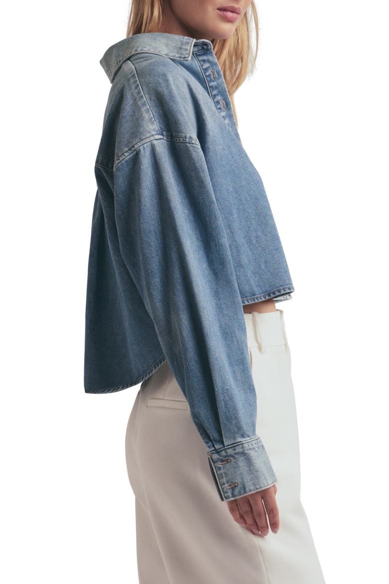 The Ex-Boyfriend Denim Crop Shirt, Alternate, color, GOA