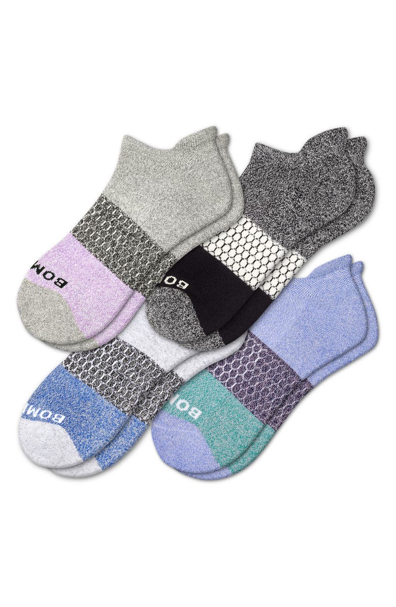 Bombas Assorted 4-Pack Tri-Block Ankle Socks, Main, color,