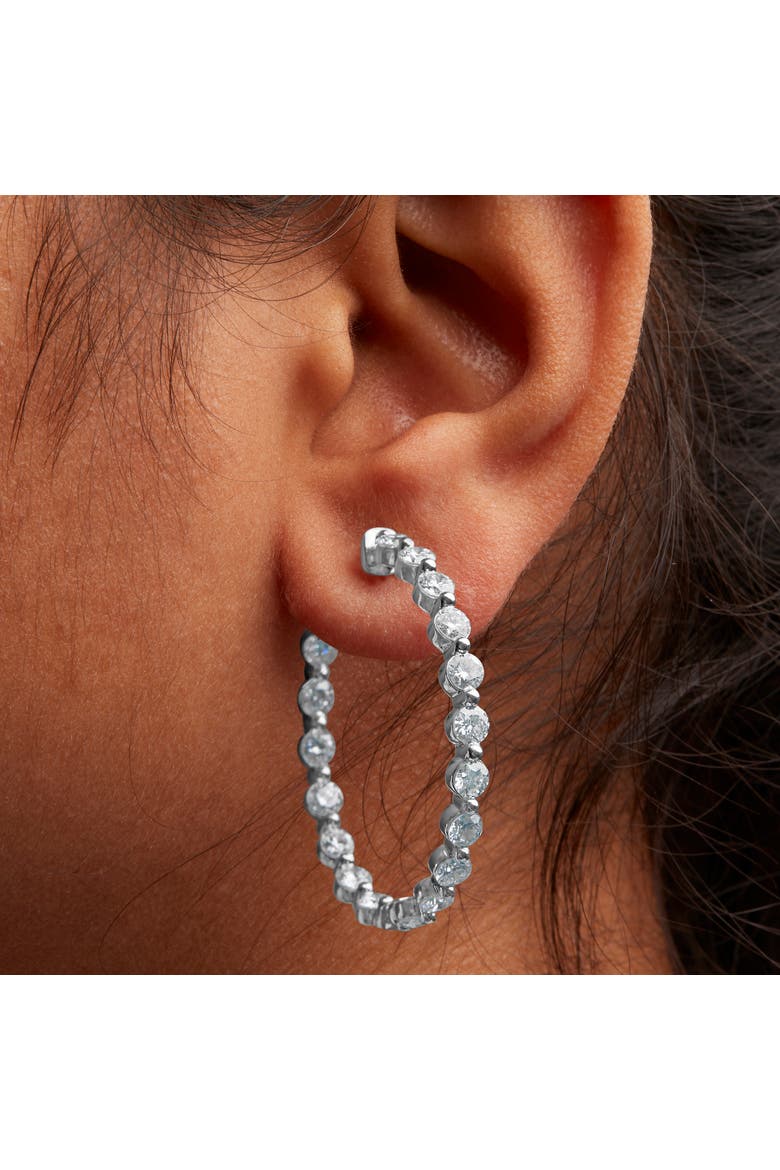 14K White Gold 5.00 Cttw Lab Grown Diamond Inside-Out Hoop Earring, Alternate, color, White
