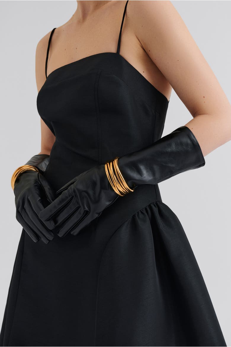 Calista Exaggerated Hip Midi Dress, Alternate, color, Black