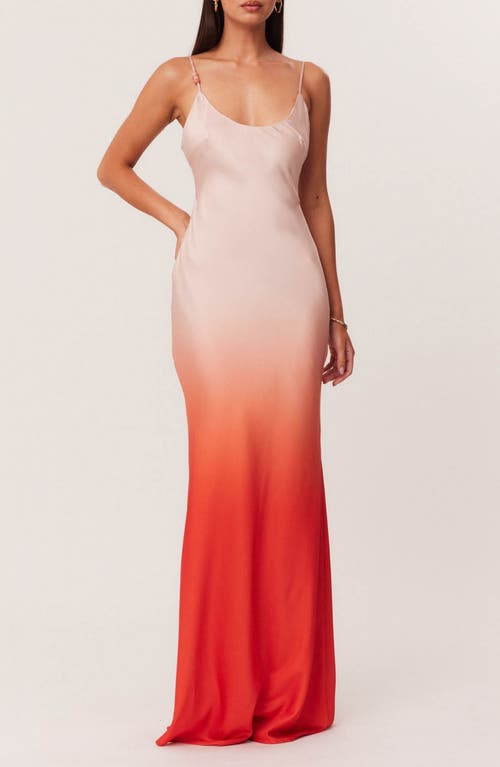 SNDYS Amaya Ombré Satin Slipdress in Peach Ombre at Nordstrom, Size X-Small