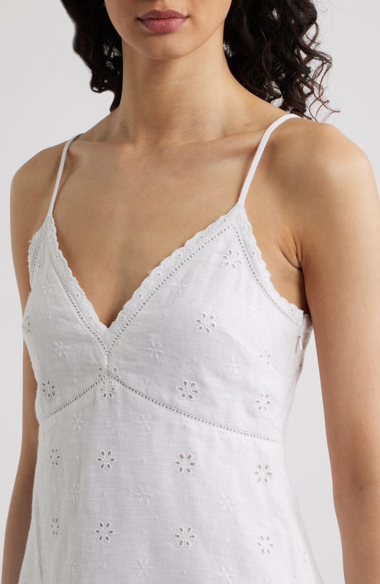 LoveShackFancy Peppy Embroidered Sleeveless Minidress, Alternate, color, Optic White