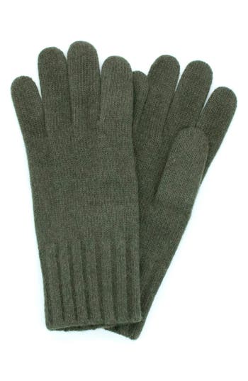Portolano Cashmere Wide Ribbed Cuff Gloves In Green
