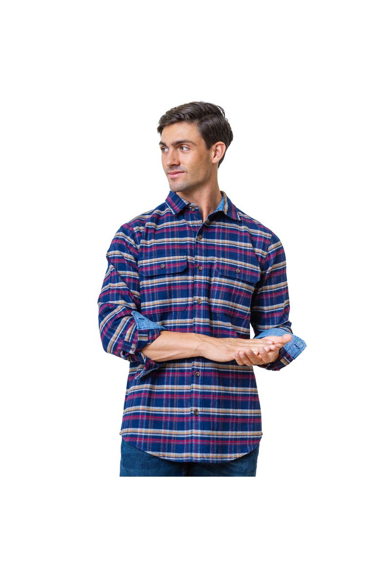 Men's Organic Flannel Double Pocket Shirt, Main, color, Navy Autumn Plaid