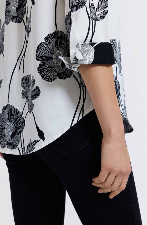 Foxcroft Marina Poppy Print Cotton Button-up Shirt