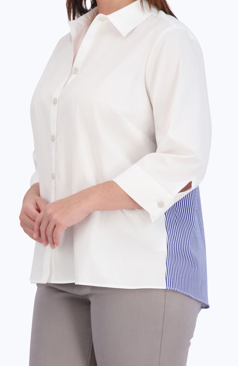Foxcroft Kelly Mix Solid Stripe Shirt, Alternate, color, Blue Wht Stripe