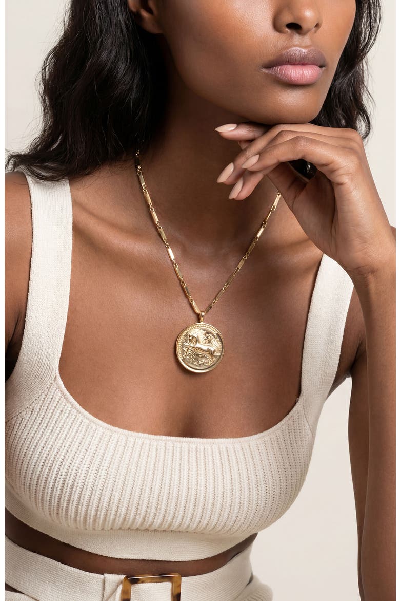 Equestrian Medallion Pendant Necklace, Alternate, color, GOLD