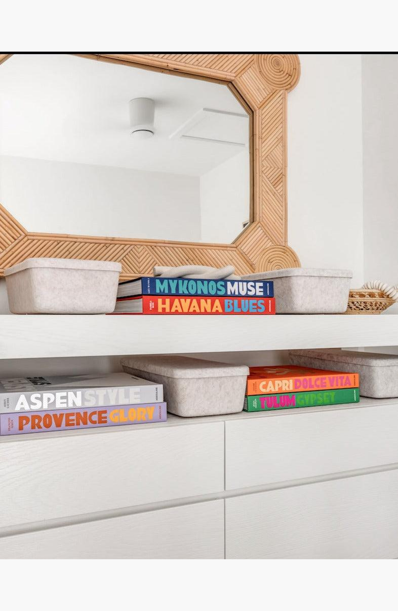 SortJoy The Sculpted Bin - Long with Lid, Alternate, color, Stone - Set Of 3