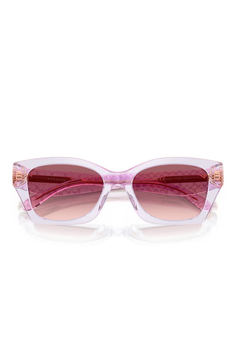 54mm Gradient Rectangular Sunglasses, Alternate, color, TRANSPARENT IRIS / PURPLE PINK