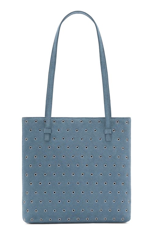Mango Die-cut Leather Shopper Bag In Blue
