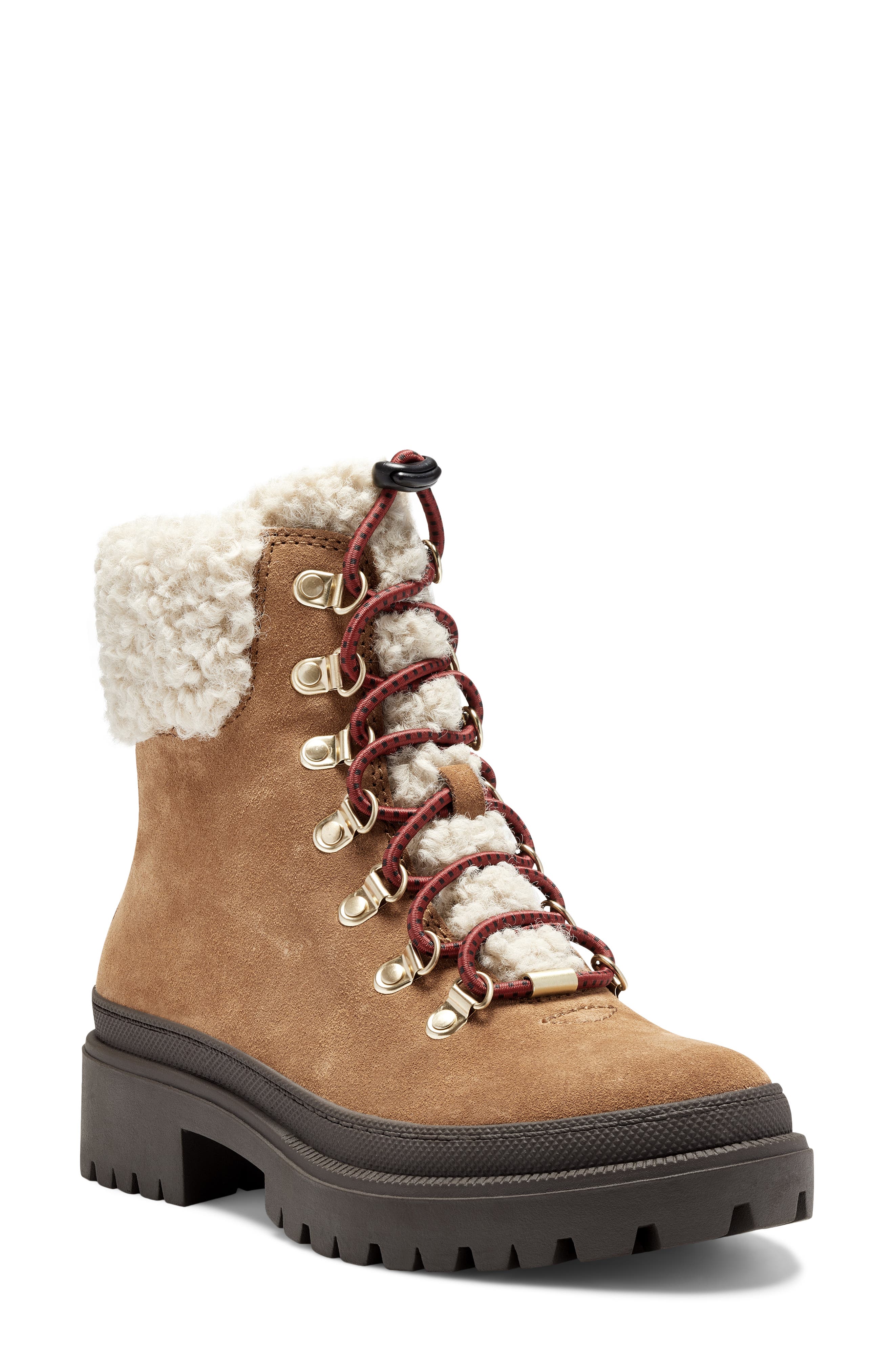 Eavan Faux Shearling Bootie, Main, color, TAWNY BROWN SUEDE