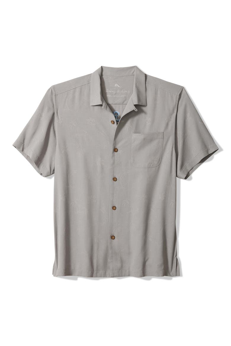Anchor Management Embroidered Silk Jacquard Camp Shirt, Main, color, ULTIMATE GRAY